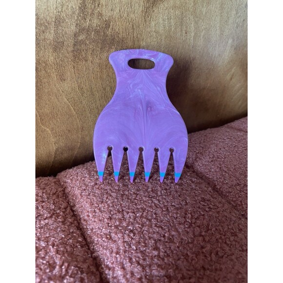USA Mebco 90s Hair Feather Bear Claw Double Dipped Combs Teal Pink Swirl Purple - Picture 2 of 16